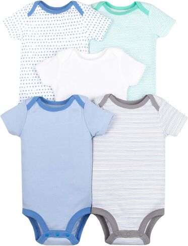 Lamaze Organic Baby Unisex Short Sleeve Cotton Bodysuit, Snap Closure in Kuwait