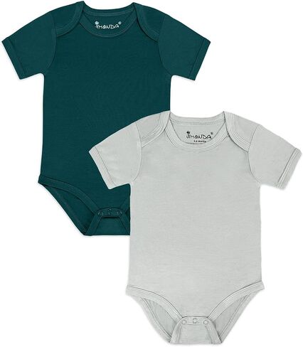 Jimonda Baby Bamboo Viscose Bodysuit Boy/Girl 2Pcs Rompers | Soft Breathable Viscose,Lightweight,Silky and smooth,Summer Short Sleeve,0-24Months,Skin-Friendly,Outfit Clothes,All Occasion in Saudi Arabia