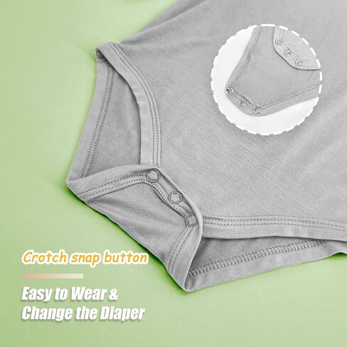 Jimonda Baby Bamboo Viscose Bodysuit Boy/Girl 2Pcs Rompers | Soft Breathable Viscose,Lightweight,Silky and smooth,Summer Short Sleeve,0-24Months,Skin-Friendly,Outfit Clothes,All Occasion in Saudi Arabia