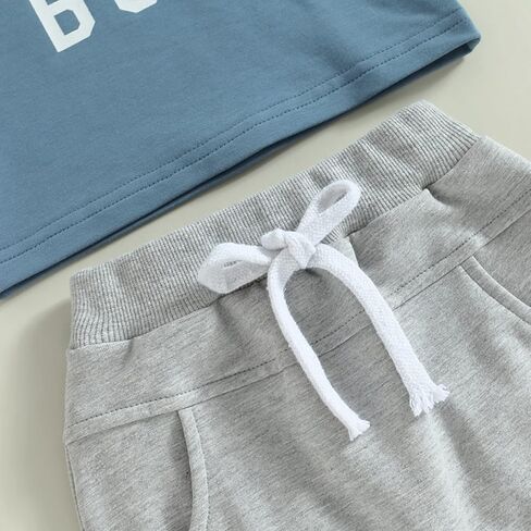 Summer Baby Boy Clothes Letter Print Short Sleeve T-Shirt Tops and Shorts Set Cute Baby Outfit for Boys in Kuwait
