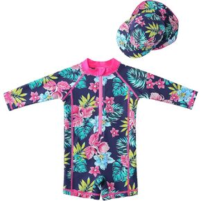Baby Girl Beach Swimwear Long Sleeve Rashguard UPF 50+ -Sun Protective Sunsuit with Hat in Saudi Arabia