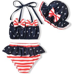 Aalizzwell Toddler Baby Girls 3 Piece Bikini Set Bathing Suit with Hat in Saudi Arabia