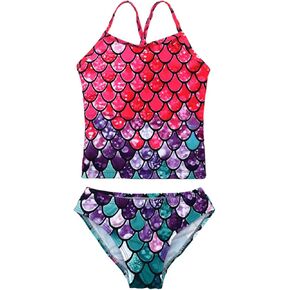 Girls Two Pieces Tankini Swimsuit Beach Sport Bathing Suit Set