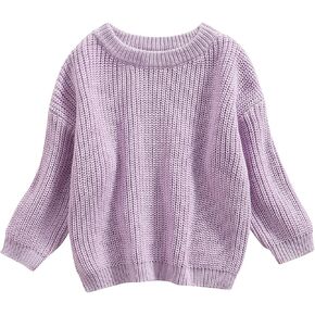 Toddler Baby Boy Girl Fall Winter Knit Sweater Long Sleeve Solid Color Pullover Top Warm Sweatsuit