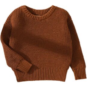 PATPAT Baby Girls Boys Sweater Infant Toddler Knitted Pullover Top Warm Solid Long Sleeve Clothes in Saudi Arabia