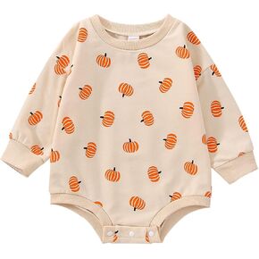 Ayalinggo Toddler Infant Baby Girl Boy Halloween Outfit Pumpkin Sweatshirt Oversized Onesie Bubble Romper Sweater Clothes in Saudi Arabia