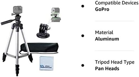 مونوبود كاميرا احترافية مقاس 72 بوصة مع إصدار سريع لكاميرات GoPro HERO1، HERO2، HERO3، HERO3+، HERO4، HERO4 Session، HERO5 + حامل ثلاثي القوائم + قطعة قماش من الألياف الدقيقة eCostConnection in Kuwait
