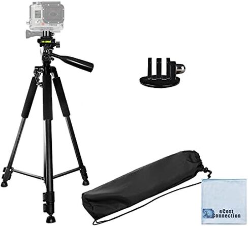 57" Inch Aluminum Tripod + Tripod Mount for ALL GoPro HERO Cameras + eCostConnection Microfiber Cloth in Kuwait
