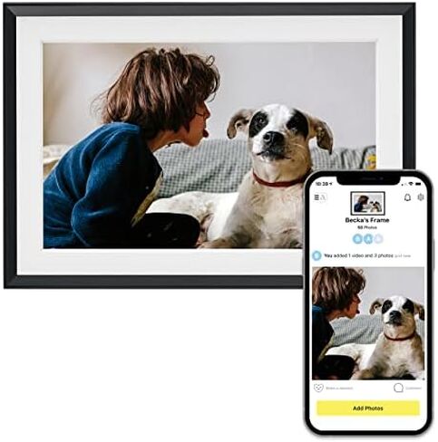 Aura Stone Digital Picture Frame - 10.1" HD Mat Display | Wirecutter's Best Digital Frame for Gifting - Send Photos Directly from Your Phone | Quick & Easy Setup Over WiFi - Free App | White in Kuwait