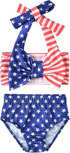 Aalizzwell Baby Girl Bathing Suit, Toddler Girls Two Piece Swimsuit Halter Top Bikini Bottoms Swimming Suit in Saudi Arabia