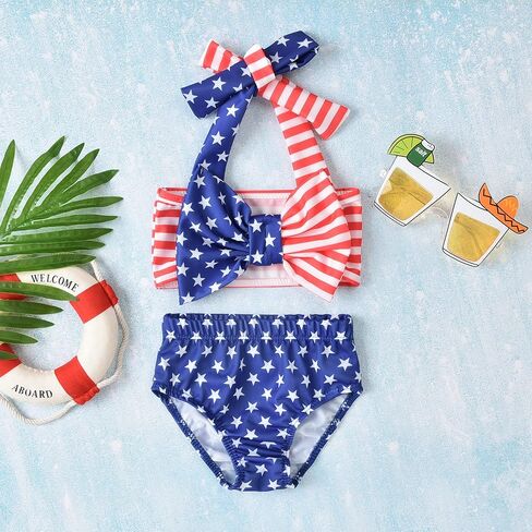 Aalizzwell Baby Girl Bathing Suit, Toddler Girls Two Piece Swimsuit Halter Top Bikini Bottoms Swimming Suit in Saudi Arabia