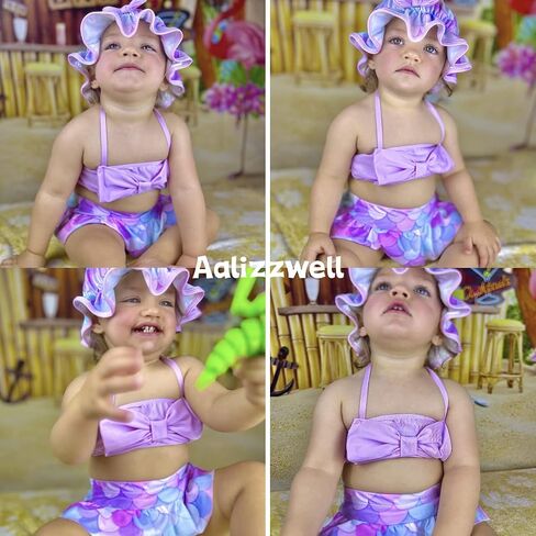 Aalizzwell Baby Girl 2-Piece Bikini Swimsuit with Hat in Saudi Arabia