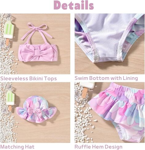 Aalizzwell Baby Girl 2-Piece Bikini Swimsuit with Hat in Saudi Arabia