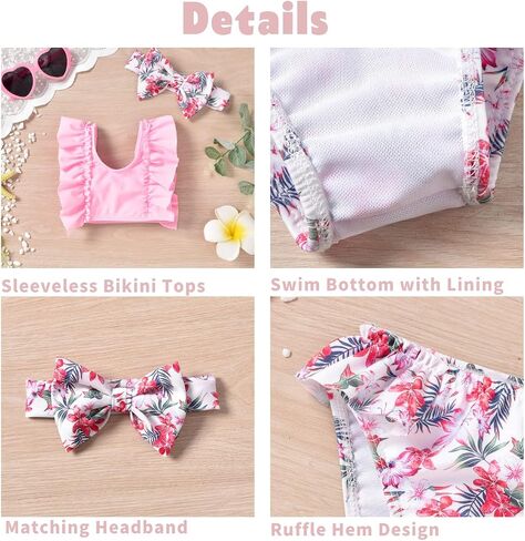 Aalizzwell Infant Baby Girl Bikini Swimsuit with Headband in Kuwait