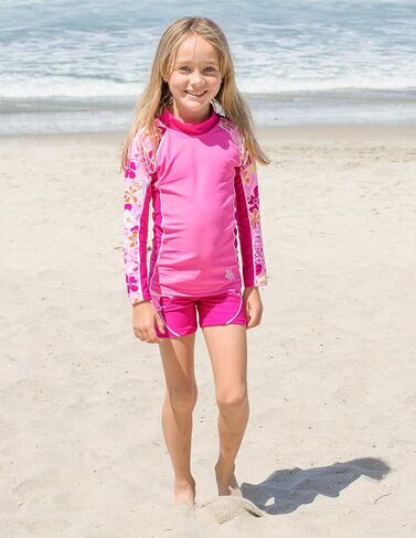 Tuga Girls Long Sleeve Rash Guards 1-14 Years, UPF 50+ Sun Protection Swim Shirt in Kuwait