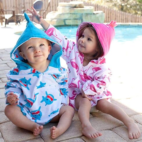 UPF50+ Swim Coverup - Franny the Flamingo, (S/M) 0-12M, Cotton/Poly Terry Blend, Extra Absorbent in Saudi Arabia