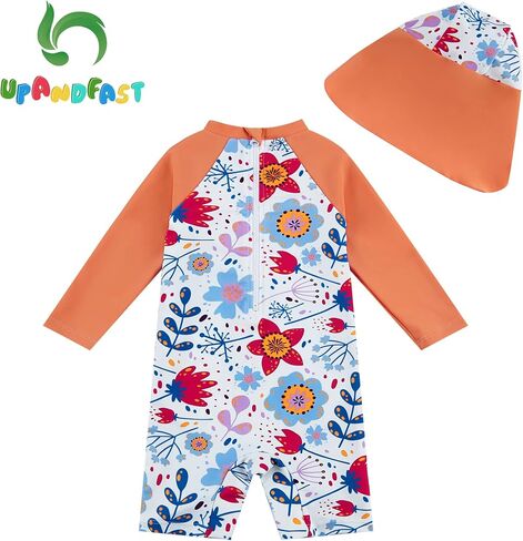 upandfast Baby/Toddler Girls Sunsuit Swimsuit with Snap Bottom UPF 50+ Infant One Piece Rashguard Swimwear in Saudi Arabia