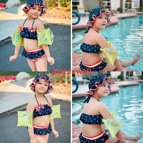 Aalizzwell Toddler Baby Girls 3 Piece Bikini Set Bathing Suit with Hat in Saudi Arabia