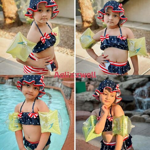 Aalizzwell Toddler Baby Girls 3 Piece Bikini Set Bathing Suit with Hat in Saudi Arabia