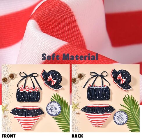 Aalizzwell Toddler Baby Girls 3 Piece Bikini Set Bathing Suit with Hat in Saudi Arabia
