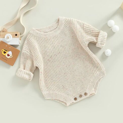 Newborn Baby Girl Boy Sweater Knit Oversized Pullover Sweatshirt Romper in Saudi Arabia