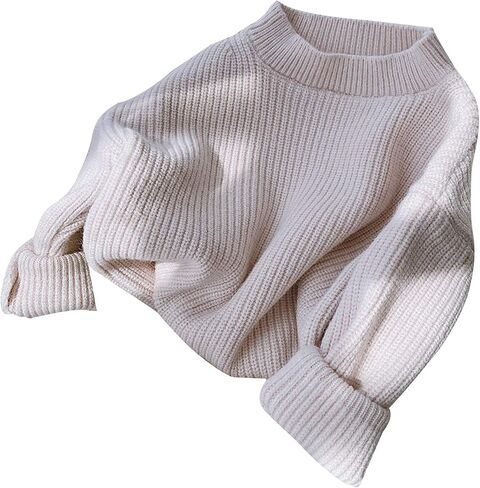 Toddler Baby Boy Girl Fall Winter Knit Sweater Long Sleeve Solid Color Pullover Top Warm Sweatsuit in Kuwait
