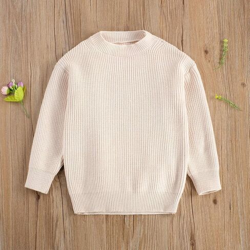 Toddler Baby Boy Girl Fall Winter Knit Sweater Long Sleeve Solid Color Pullover Top Warm Sweatsuit in Kuwait