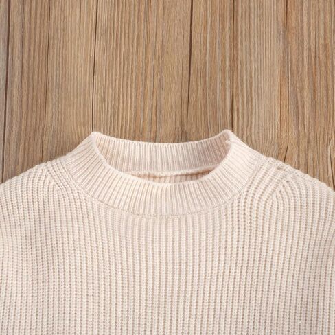Toddler Baby Boy Girl Fall Winter Knit Sweater Long Sleeve Solid Color Pullover Top Warm Sweatsuit in Kuwait