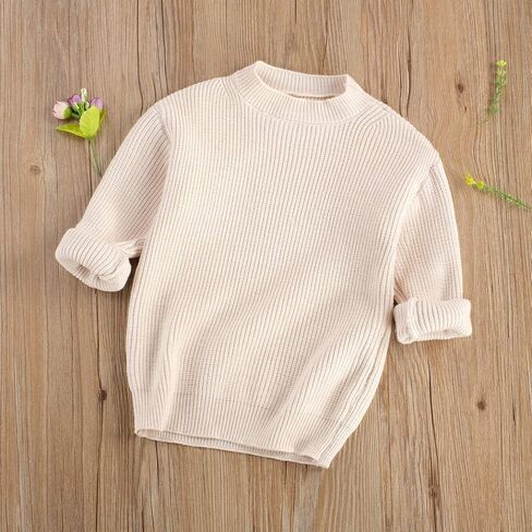 Toddler Baby Boy Girl Fall Winter Knit Sweater Long Sleeve Solid Color Pullover Top Warm Sweatsuit in Kuwait