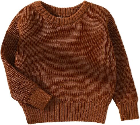 PATPAT Baby Girls Boys Sweater Infant Toddler Knitted Pullover Top Warm Solid Long Sleeve Clothes in Saudi Arabia