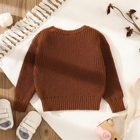 PATPAT Baby Girls Boys Sweater Infant Toddler Knitted Pullover Top Warm Solid Long Sleeve Clothes in Saudi Arabia