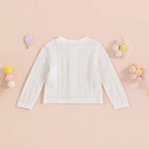 الوليد الطفل بنات متماسكة بالأزرار طويلة الأكمام Crewneck جوفاء متماسكة سترة رقيقة طفل زر القمم معطف أبلى in Kuwait