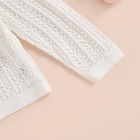 الوليد الطفل بنات متماسكة بالأزرار طويلة الأكمام Crewneck جوفاء متماسكة سترة رقيقة طفل زر القمم معطف أبلى in Kuwait