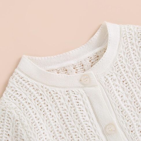 الوليد الطفل بنات متماسكة بالأزرار طويلة الأكمام Crewneck جوفاء متماسكة سترة رقيقة طفل زر القمم معطف أبلى in Kuwait