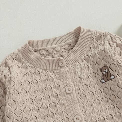 Newborn Baby Girls Knit Cardigans Long Sleeve Crewneck Hollow Knit Thin Sweater Toddler Button Tops Coat Outwear in Kuwait