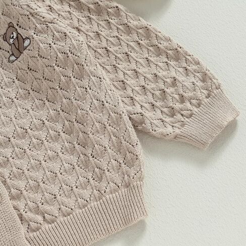 Newborn Baby Girls Knit Cardigans Long Sleeve Crewneck Hollow Knit Thin Sweater Toddler Button Tops Coat Outwear in Kuwait