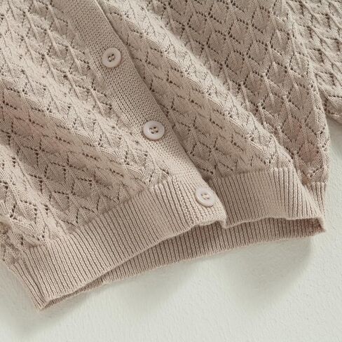 Newborn Baby Girls Knit Cardigans Long Sleeve Crewneck Hollow Knit Thin Sweater Toddler Button Tops Coat Outwear in Kuwait