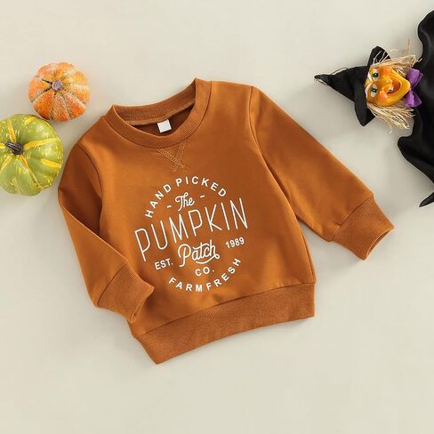 Ayalinggo Toddler Infant Baby Girl Boy Halloween Outfit Pumpkin Sweatshirt Oversized Onesie Bubble Romper Sweater Clothes in Saudi Arabia