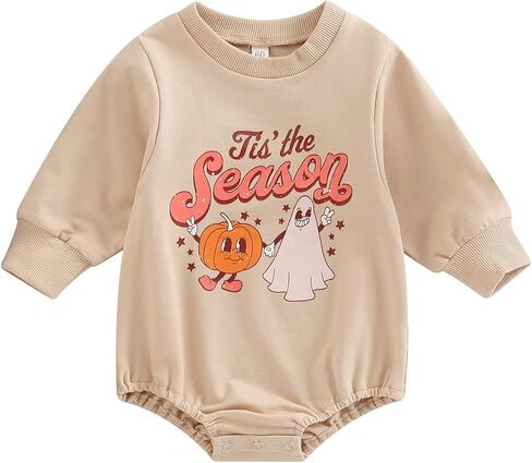 Ayalinggo Toddler Infant Baby Girl Boy Halloween Outfit Pumpkin Sweatshirt Oversized Onesie Bubble Romper Sweater Clothes in Saudi Arabia