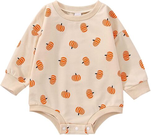 Ayalinggo Toddler Infant Baby Girl Boy Halloween Outfit Pumpkin Sweatshirt Oversized Onesie Bubble Romper Sweater Clothes in Kuwait