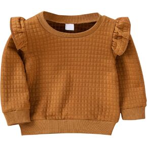 PATPAT Toddler Girl Sweatshirts Pullover Crewneck Shirts Fall Winter Long Sleeve Ruffle Tops 18M-6T