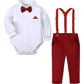 A&J DESIGN Baby Boys Suits Infant Gentleman Formal Wedding Suspenders Outfit with Bowtie in Saudi Arabia