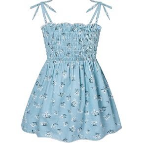Toddler Girls Summer Dress Outfits Ruffle Strap Kids Baby Dresses Sunflower Floral Beachwear Dresses Casual