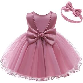 TUIJI 6M-6T Baby Girls Ruffle Lace Backless Pageant Wedding Party Flower Dresses with Headwear in Saudi Arabia