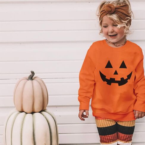 Mrocioa Boys Girls Pumpkin Face Sweatshirt Long SLeeve Kids Halloween Toddler Tops for 2-7T in Saudi Arabia
