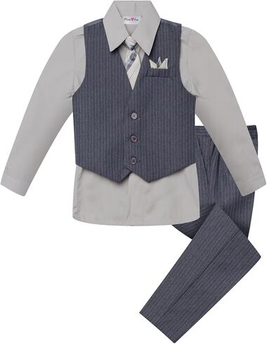 OLIVIA KOO Baby and Big Boy's 4 Piece Pinstripe Vest Suit Set (Size S to 20) in Kuwait