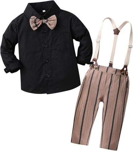 IBOBOOM Infant Baby Boys Clothes Suits Outfits Newborn Formal Dress Sets Black in Saudi Arabia