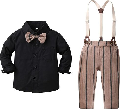 IBOBOOM Infant Baby Boys Clothes Suits Outfits Newborn Formal Dress Sets Black in Saudi Arabia