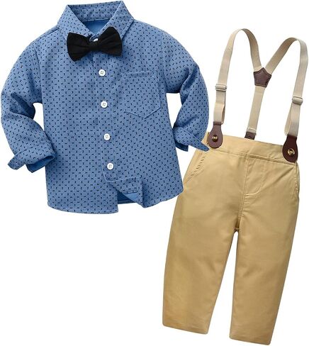IBOBOOM Infant Baby Boys Clothes Suits Outfits Newborn Formal Dress Sets Black in Saudi Arabia