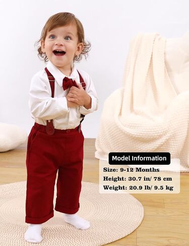 A&J DESIGN Baby Boys Suits Infant Gentleman Formal Wedding Suspenders Outfit with Bowtie in Saudi Arabia